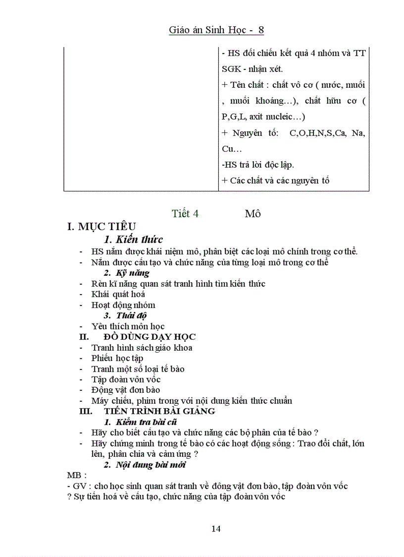 image for page Giao an Sinh 8 3 cột HKI