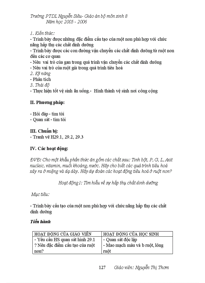 image for page Giao an Sinh 8 3 cột HKI