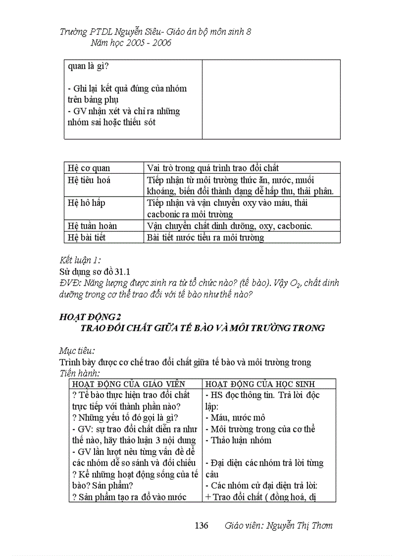 image for page Giao an Sinh 8 3 cột HKI