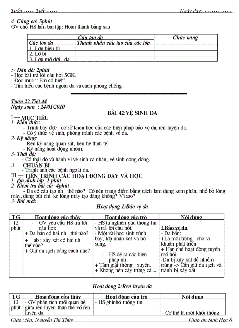 image for page Giao an sinh 8 4 cot