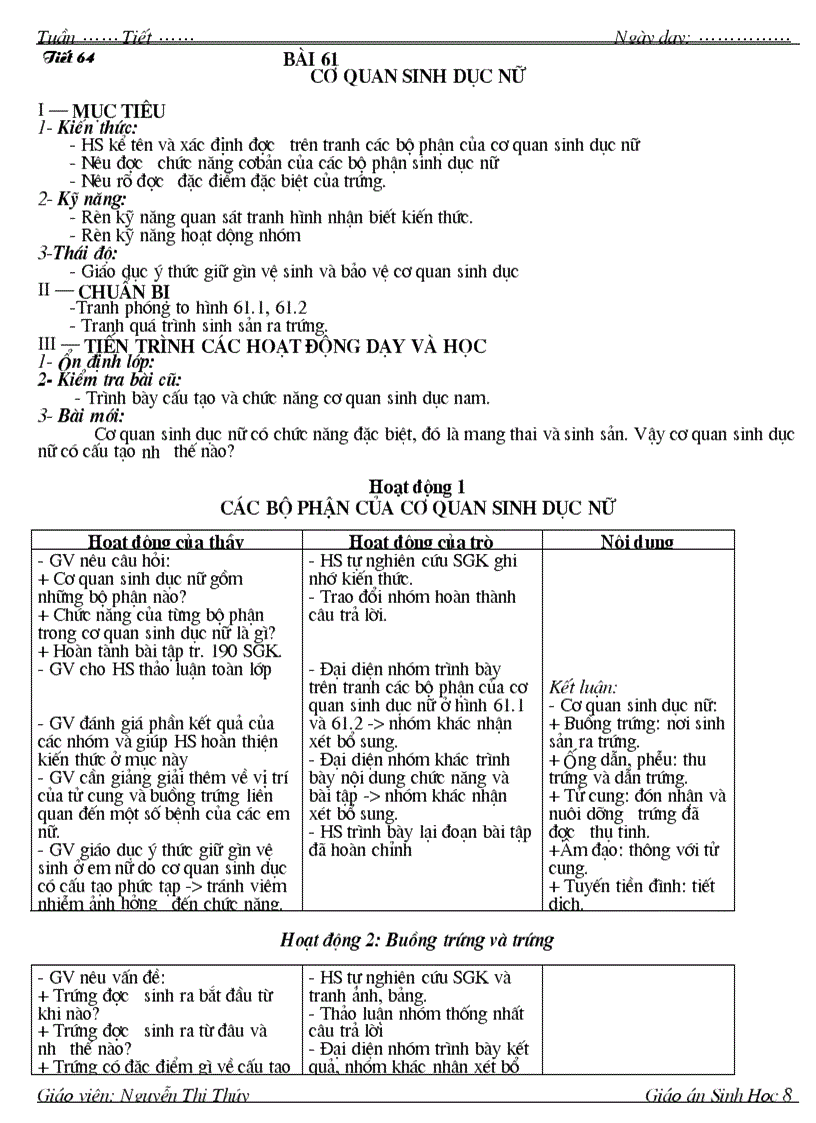 image for page Giao an sinh 8 4 cot