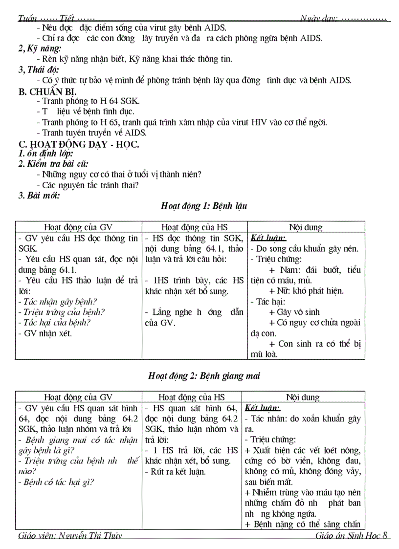 image for page Giao an sinh 8 4 cot