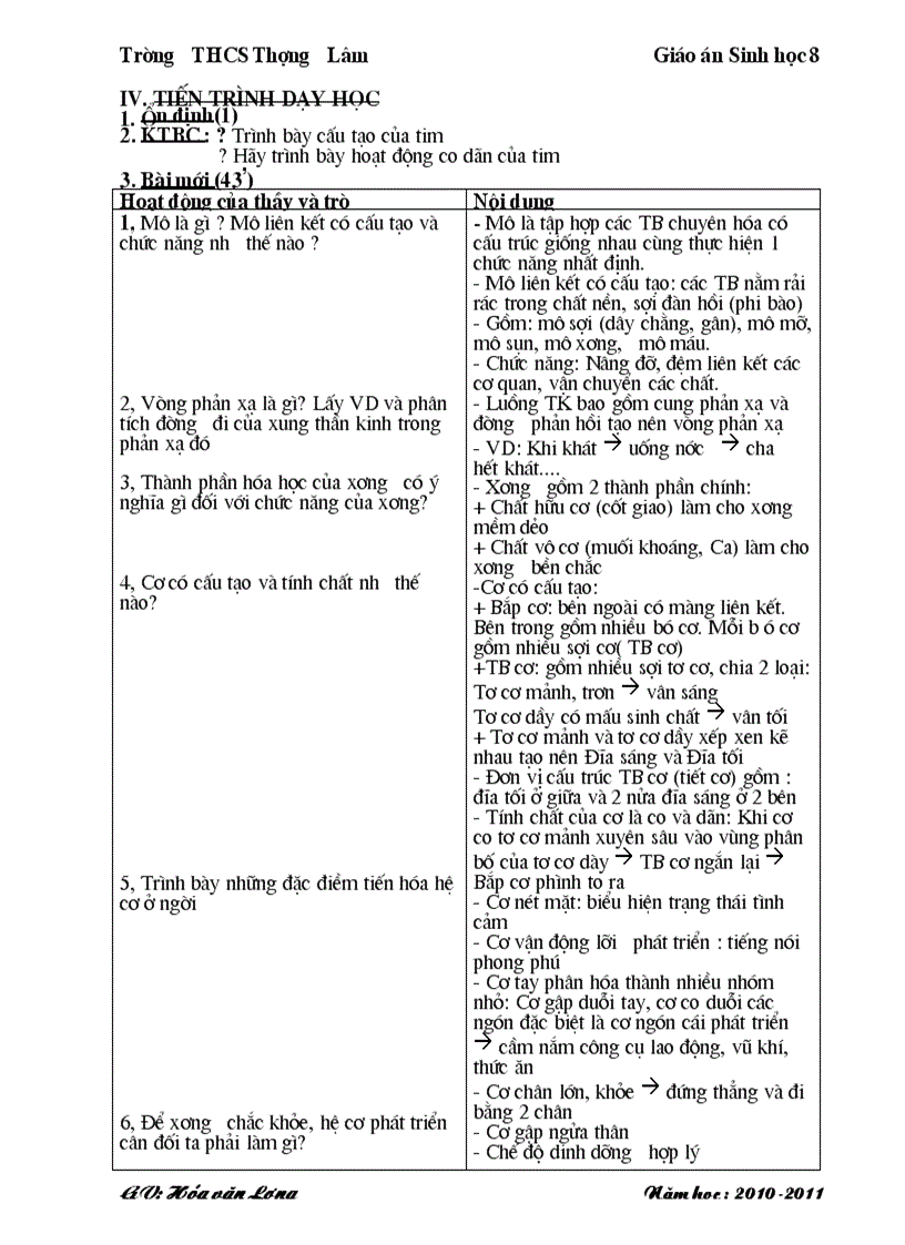 image for page Giao an Sinh 8 chuan kien thuc