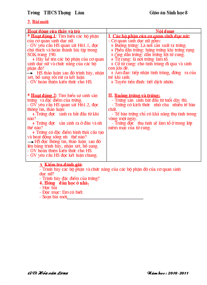 image for page Giao an Sinh 8 chuan kien thuc