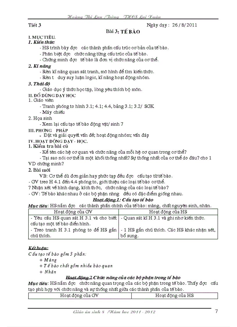 image for page Giao an sinh 8 chuan NHAT Bai du thi