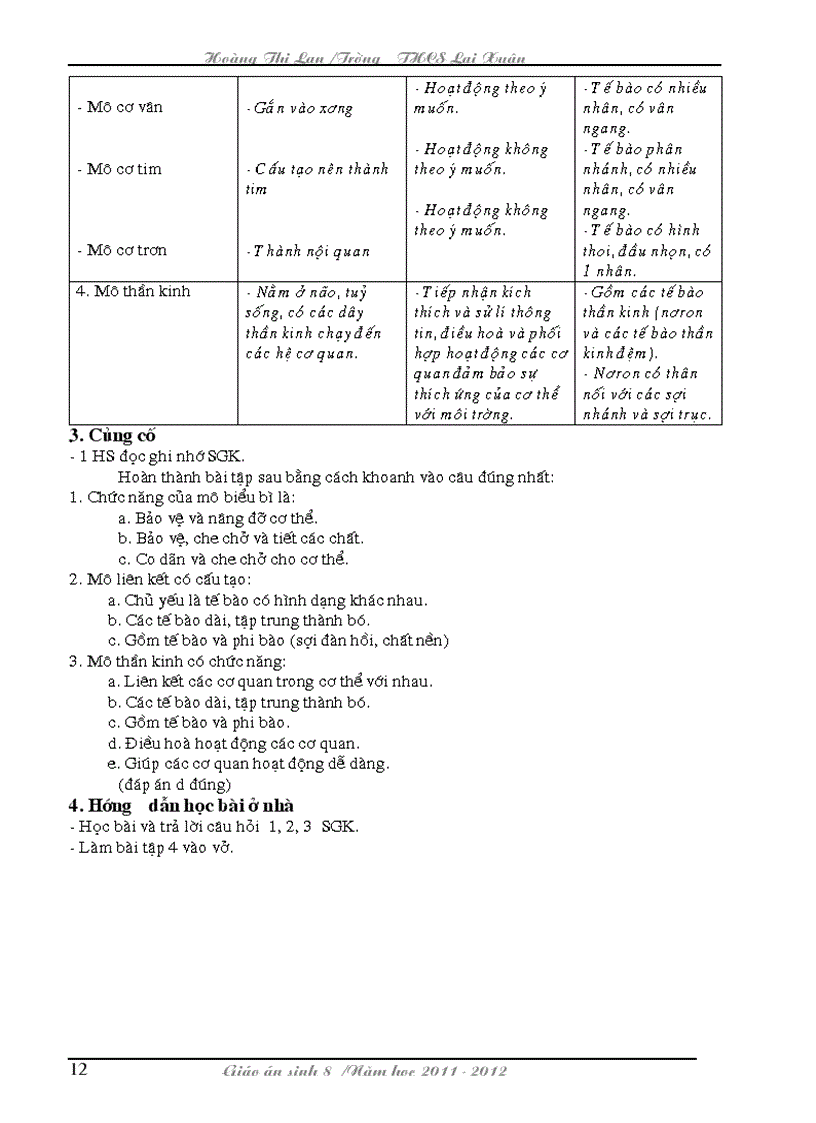 image for page Giao an sinh 8 chuan NHAT Bai du thi