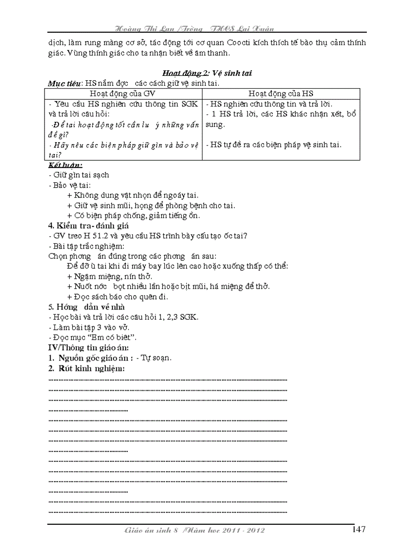 image for page Giao an sinh 8 chuan NHAT Bai du thi