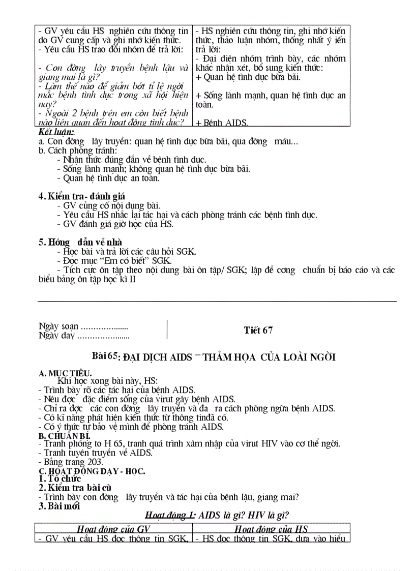 image for page Giáo án sinh 8 HK2 rất hay