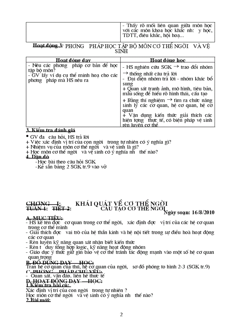 image for page Giáo án Sinh 8 Kỳ I