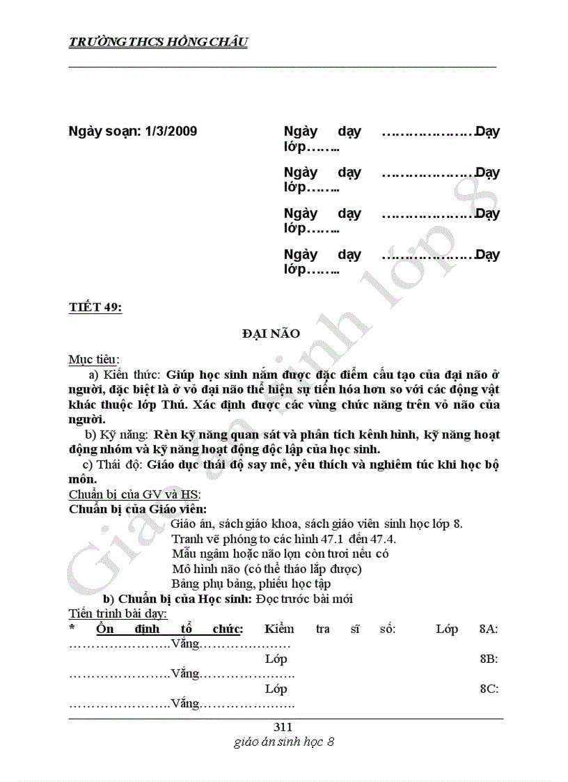 image for page Giáo án sinh 8 Mình thấy dùng được