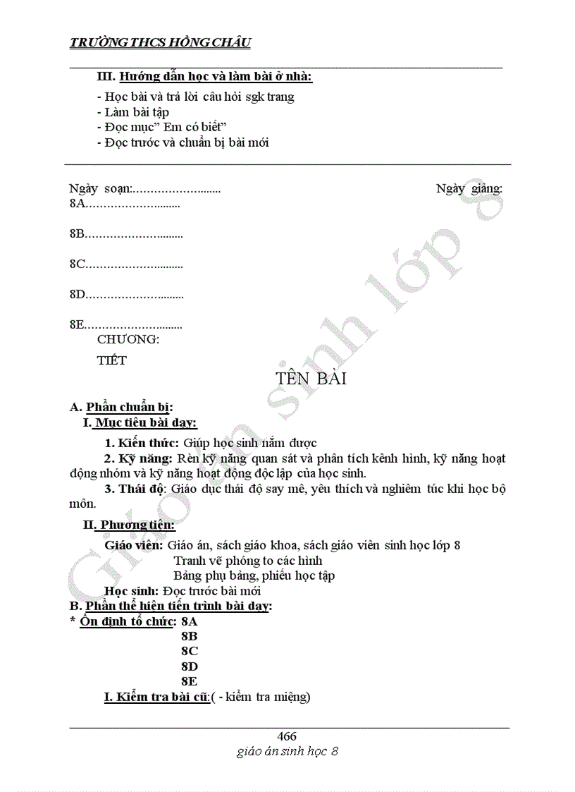 image for page Giáo án sinh 8 Mình thấy dùng được