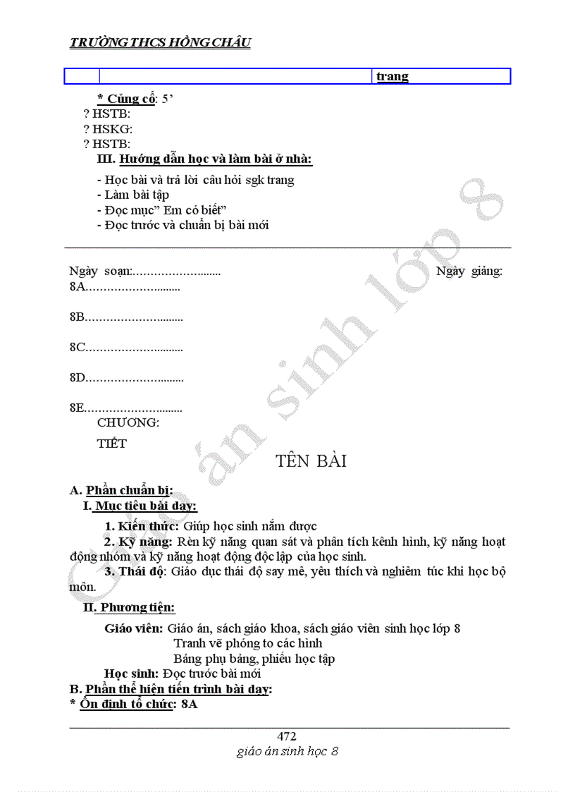 image for page Giáo án sinh 8 Mình thấy dùng được