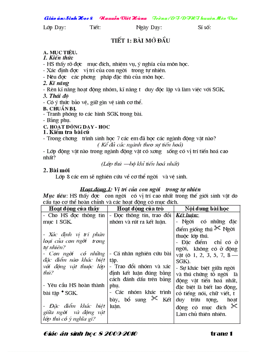 image for page Giáo án sinh học 8 3 cột cả năm cực hay Hùng