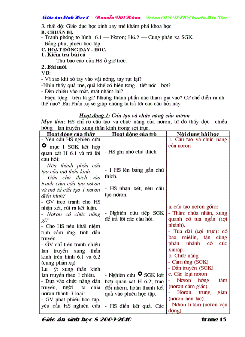 image for page Giáo án sinh học 8 3 cột cả năm cực hay Hùng