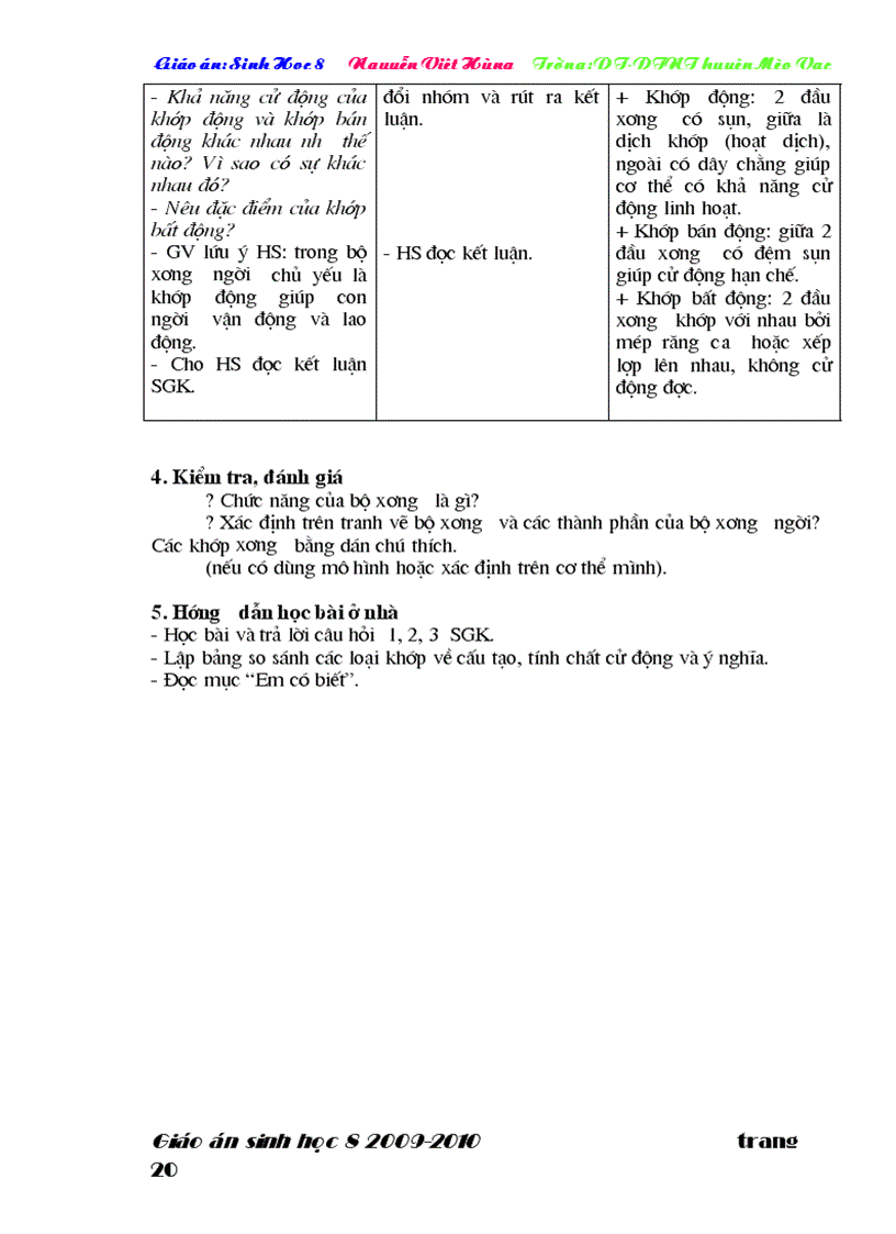 image for page Giáo án sinh học 8 3 cột cả năm cực hay Hùng