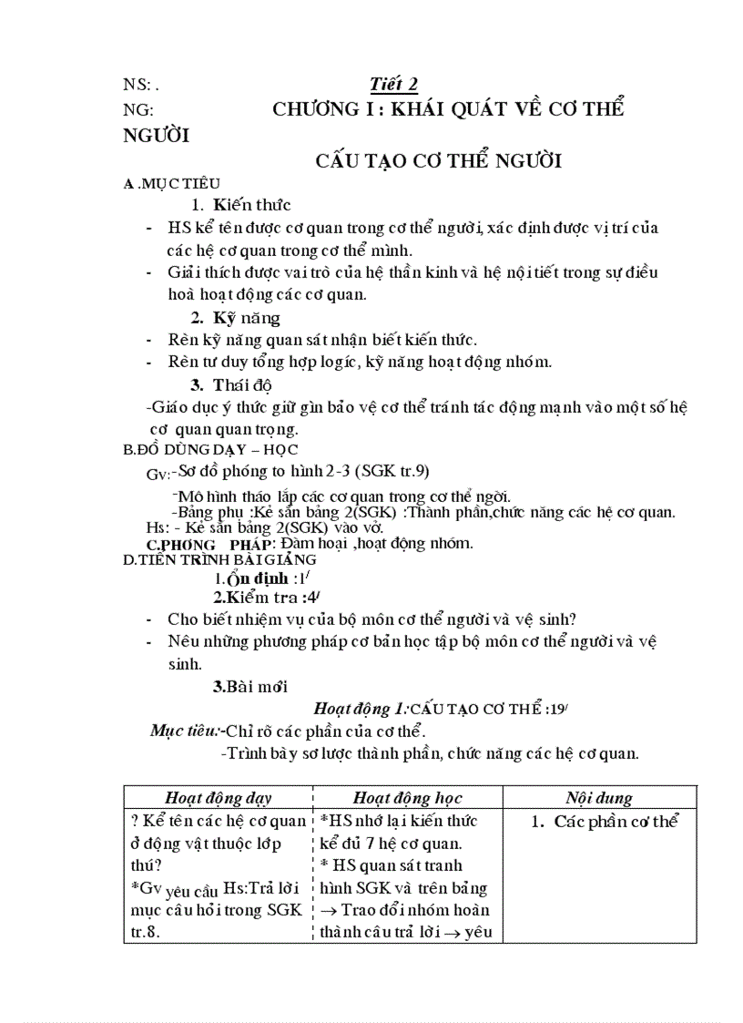 image for page Giáo án Sinh học 8 cả năm chuẩn KTKN 3 cột