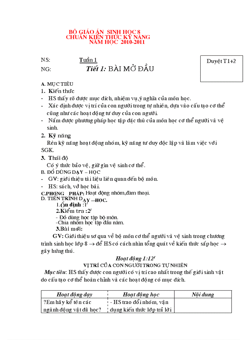 image for page Giáo án Sinh học 8 chuẩn mới 2011