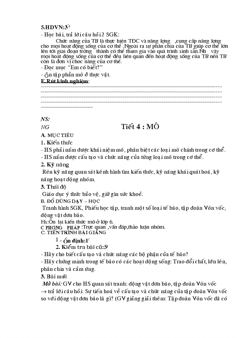 image for page Giáo án Sinh học 8 chuẩn mới 2011