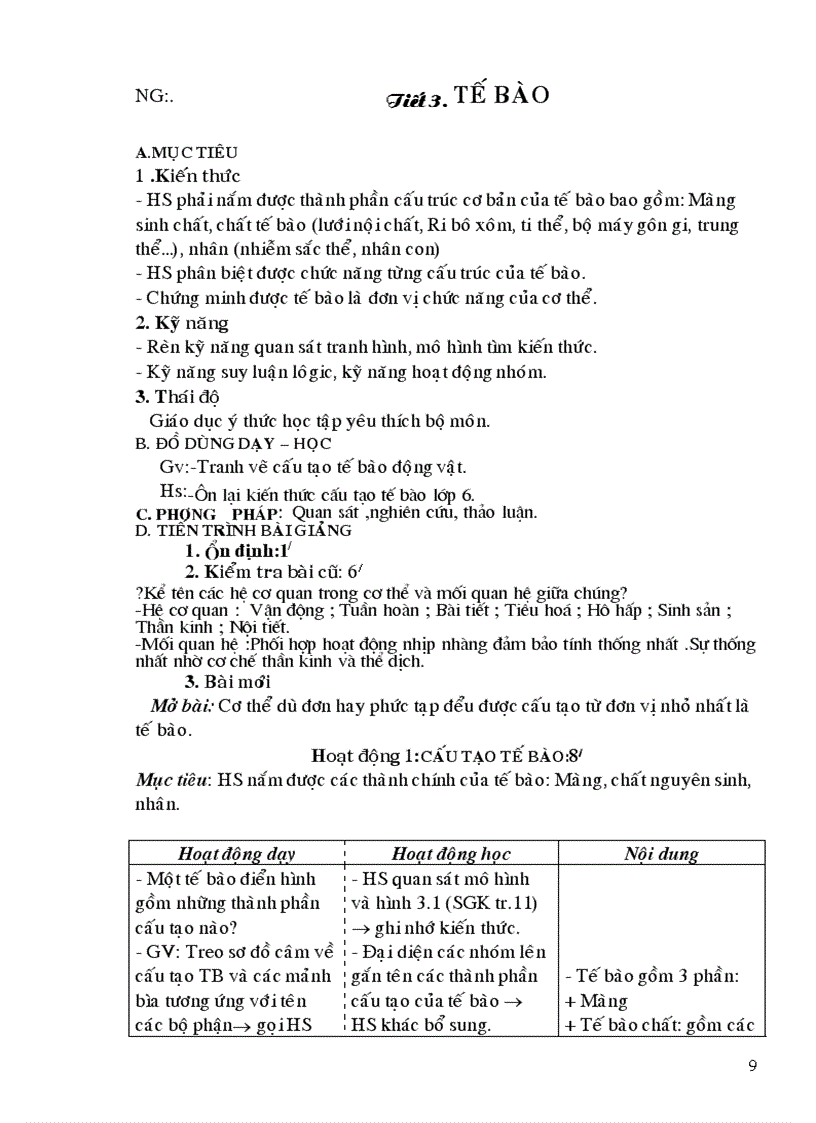 image for page Giáo án Sinh học 8 chuẩn mới 2011 2012