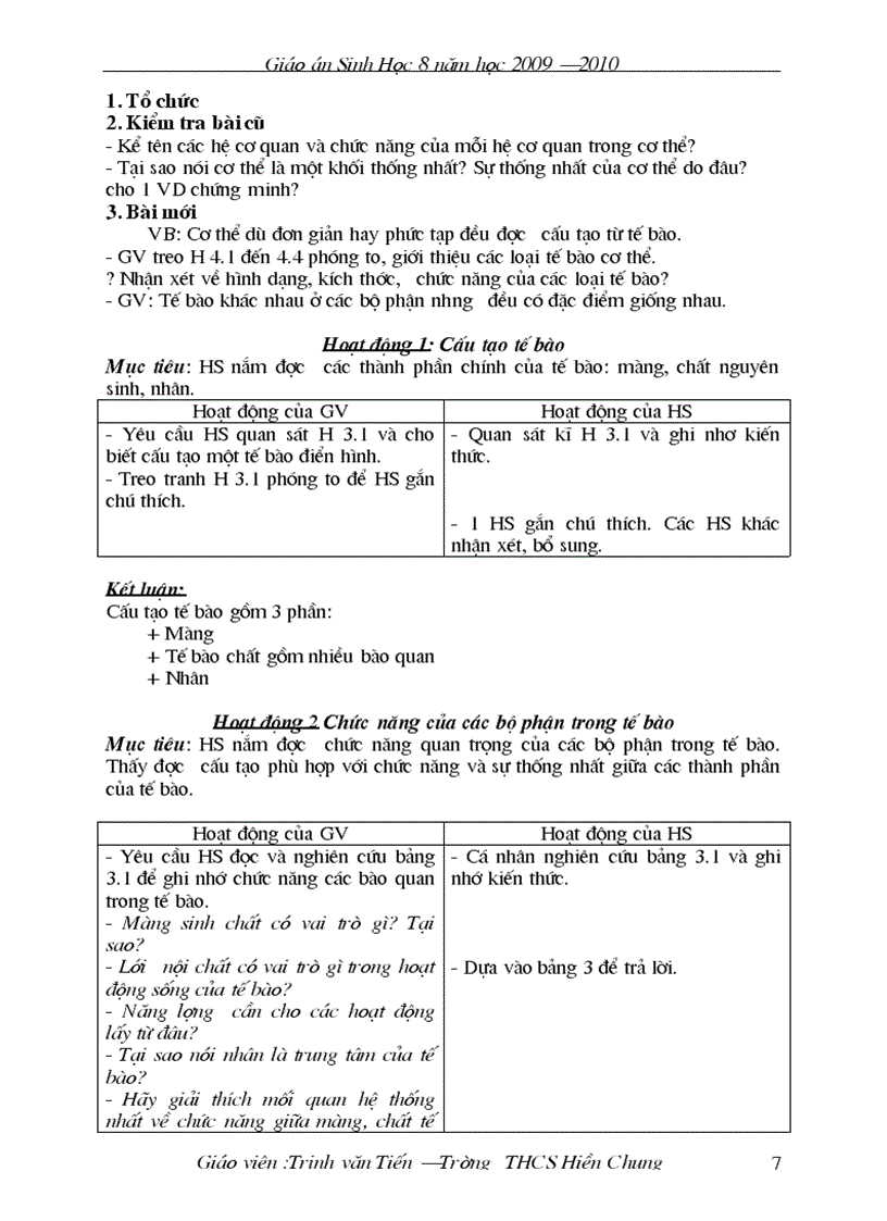 image for page Giao án sinh học 8 đẹp chi tiết