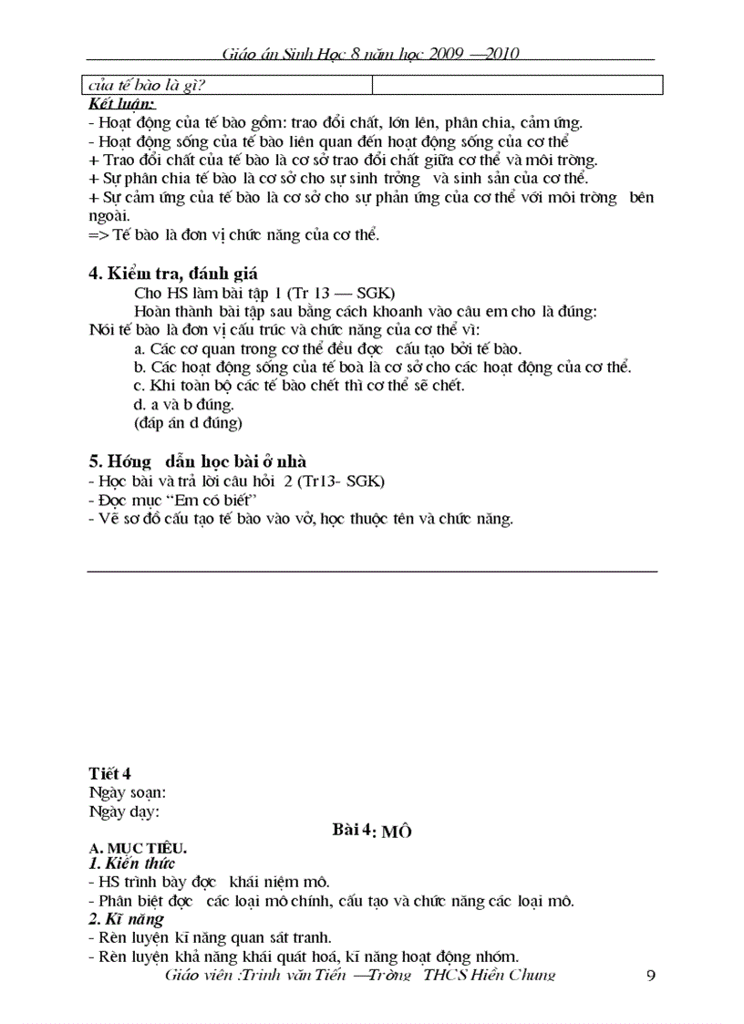 image for page Giao án sinh học 8 đẹp chi tiết