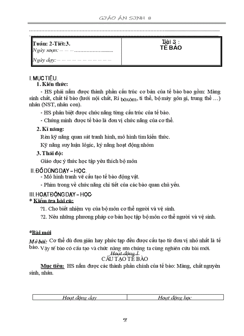 image for page Giáo án sinh học 8 tập 1