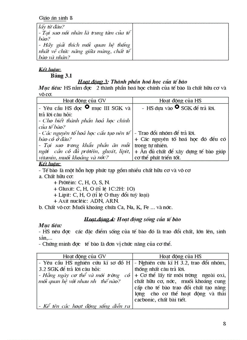 image for page Giáo án Sinh học 8 Trọn bộ