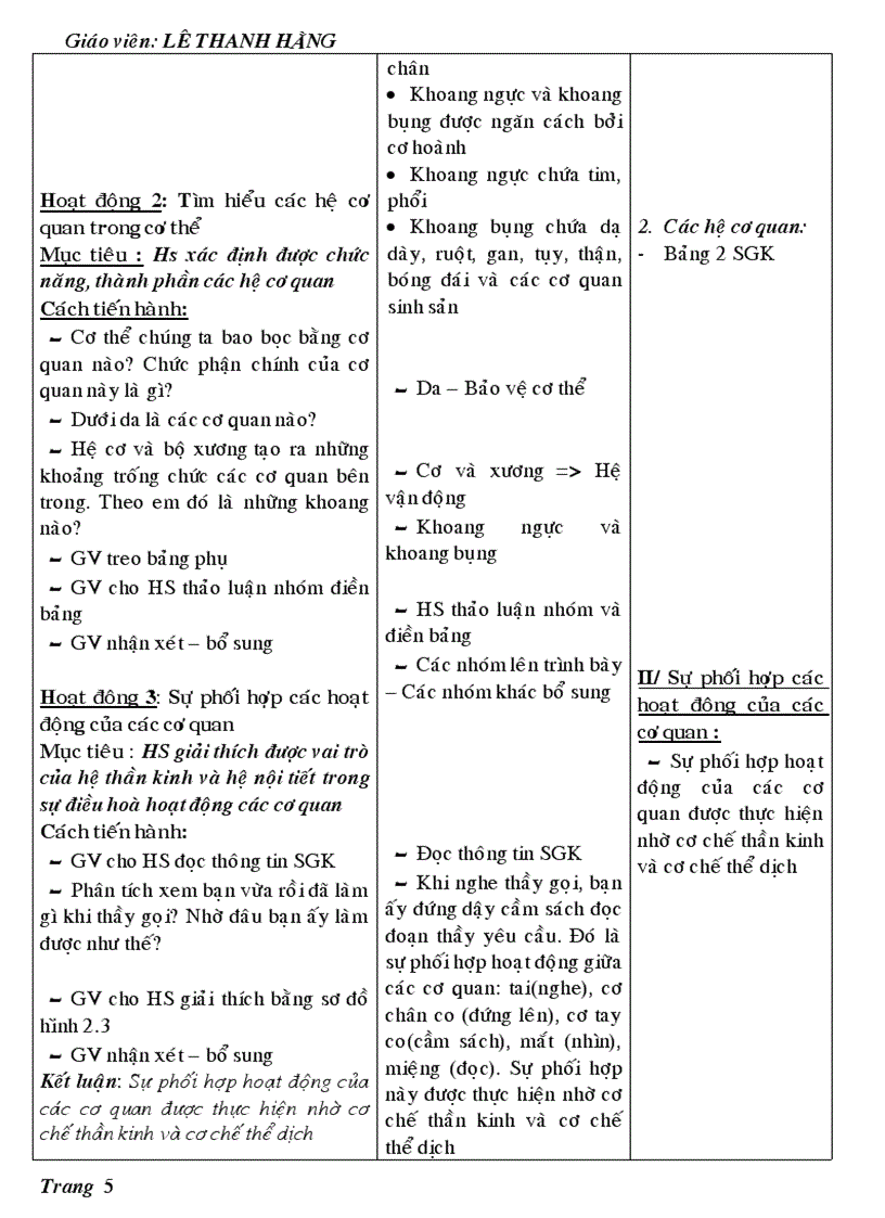 Giáo án sinh8 3 cột đúng chuẩn