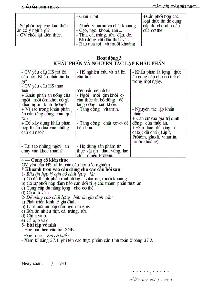 image for page Giáo án Sinh8 HKII đầy đủ