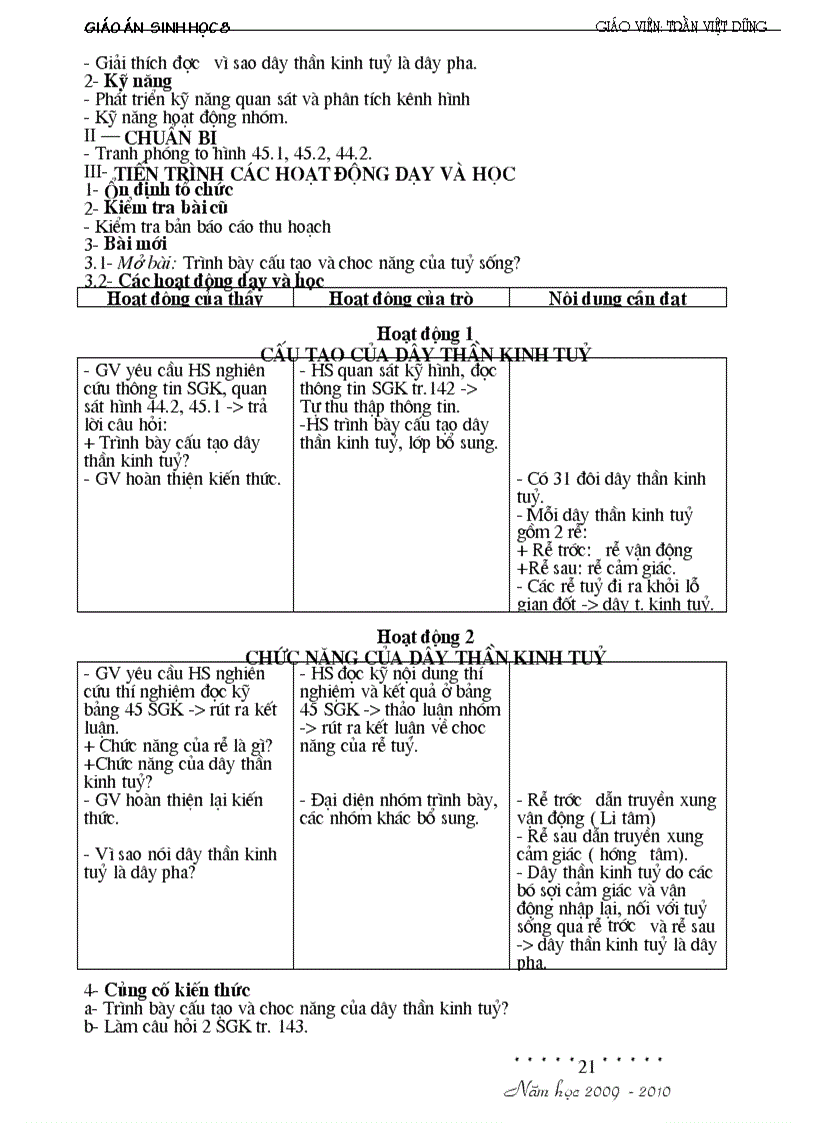 image for page Giáo án Sinh8 HKII đầy đủ