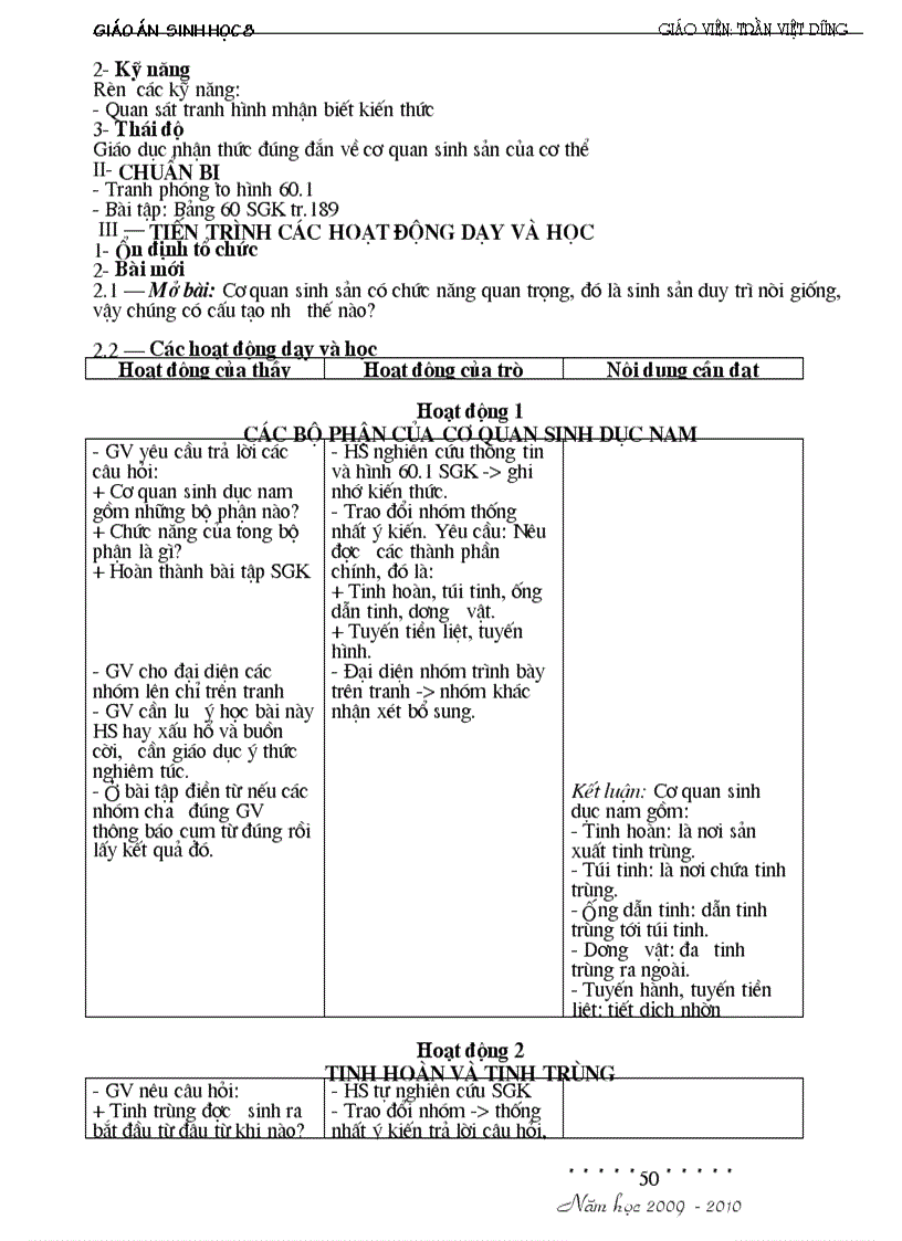 image for page Giáo án Sinh8 HKII đầy đủ