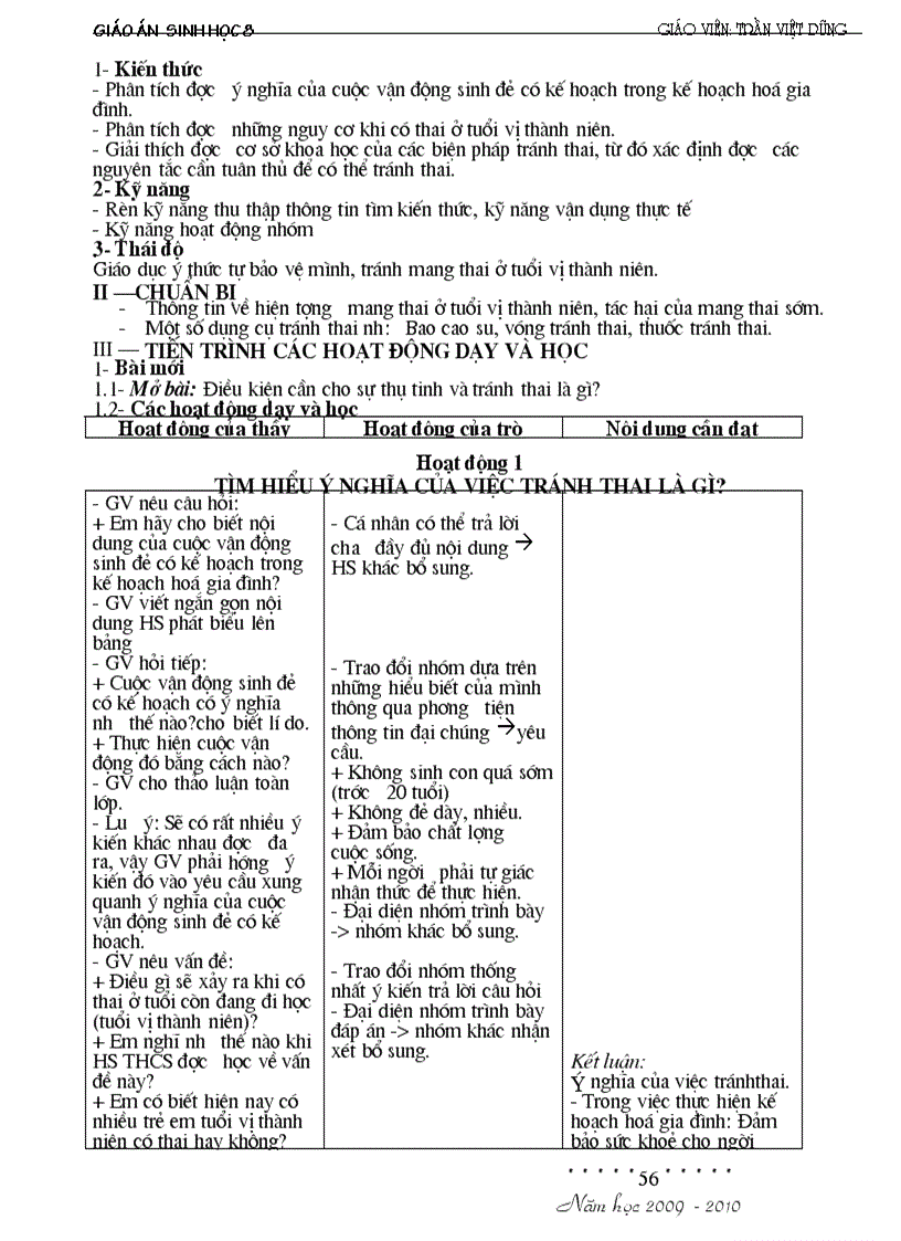 image for page Giáo án Sinh8 HKII đầy đủ