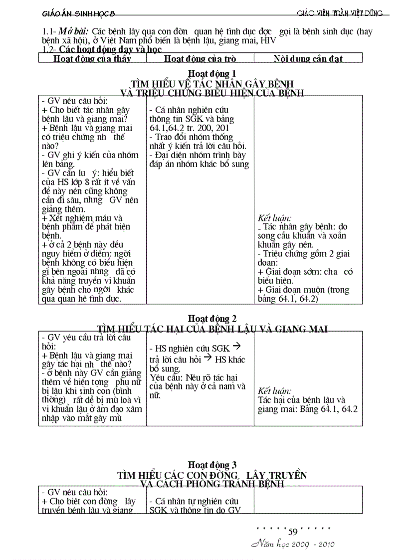 image for page Giáo án Sinh8 HKII đầy đủ