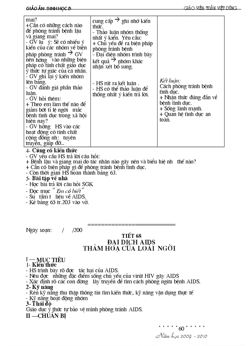 image for page Giáo án Sinh8 HKII đầy đủ