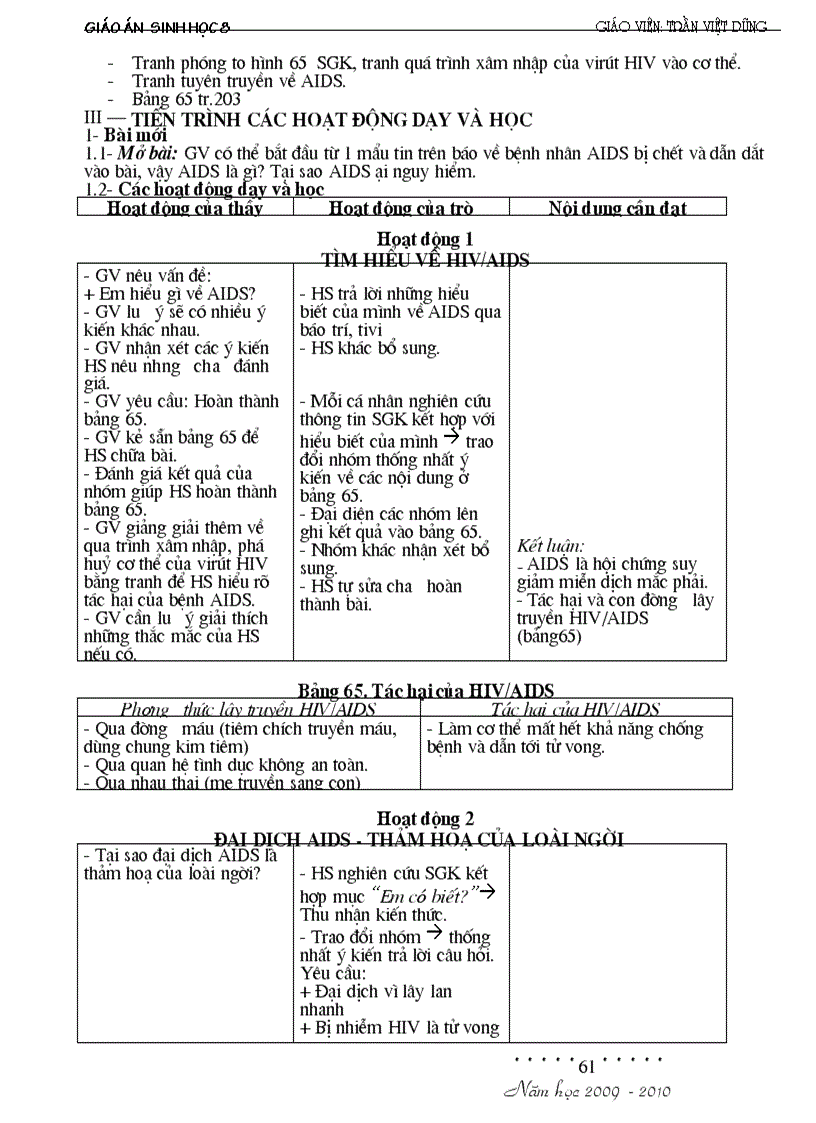 image for page Giáo án Sinh8 HKII đầy đủ