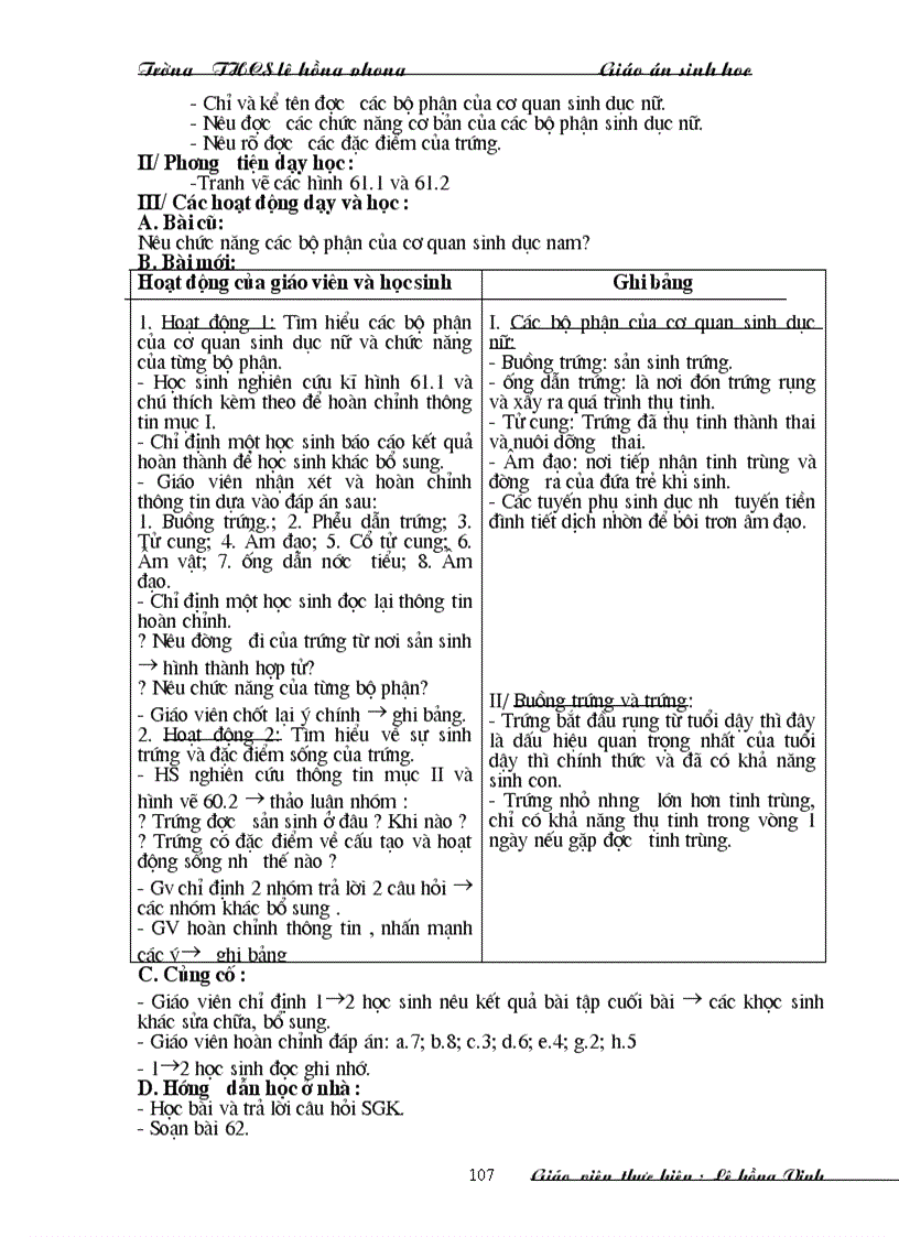 image for page Giáo án Sinh 8 trọn bộ 1