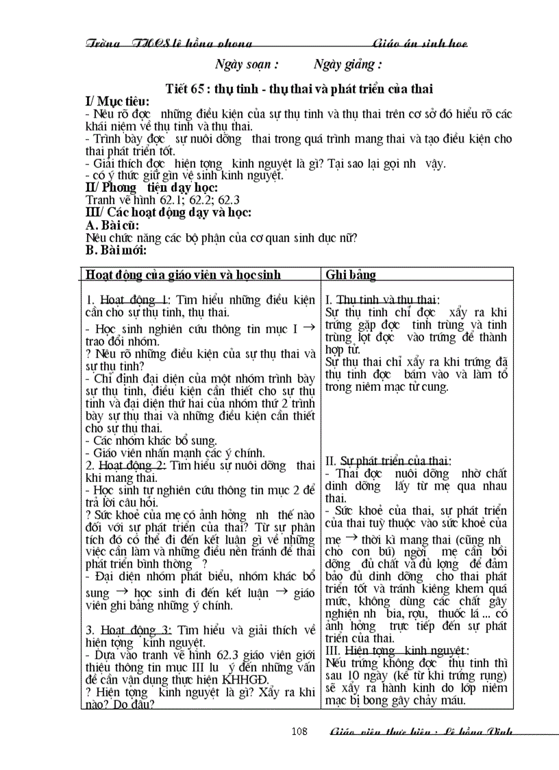 image for page Giáo án Sinh 8 trọn bộ 1