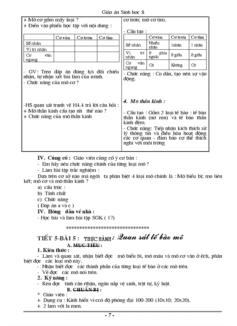 image for page Giáo án sinh 8 đầy đủ 1