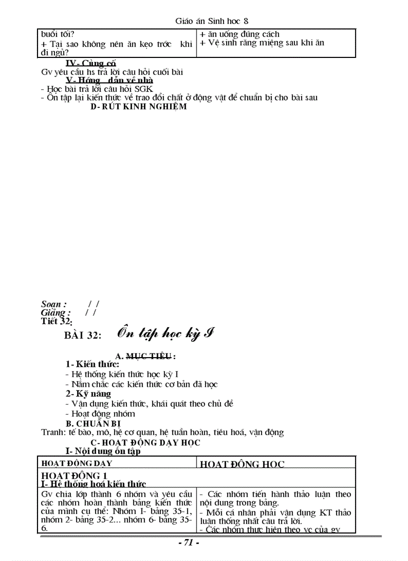 image for page Giáo án sinh 8 đầy đủ 1