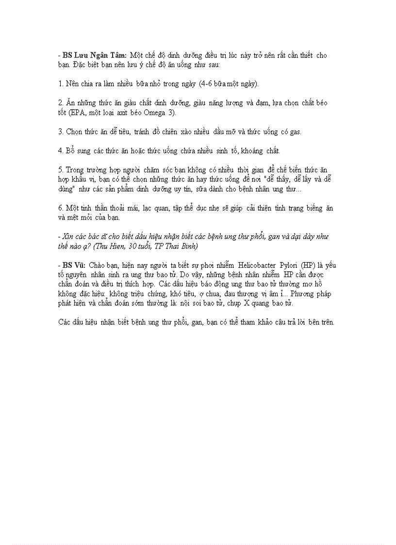 image for page Hỏi Đáp về triệu chứng Bệnh Ung Thư