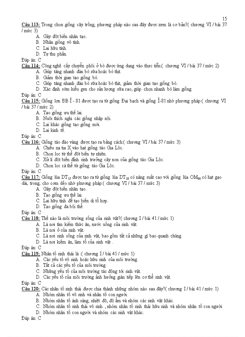 image for page 308 câu trắc nghiệm sinh 9