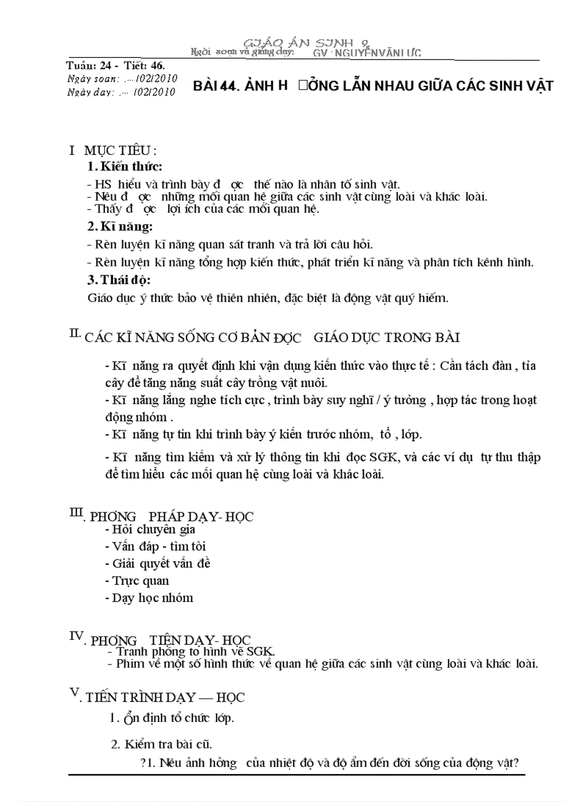 image for page Bai 44 Anh huong lan nhau giua cac sinh vat