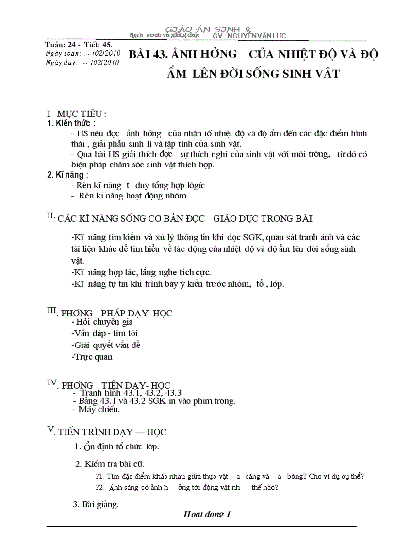 image for page Bai 43 Anh huong cua nhiet do va do am len doi song sinh vat