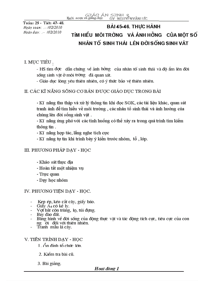 image for page Bai 45 46 Tim hieu moi truong va anh huong cua mot so nhan to sinh thai len doi song sinh vat