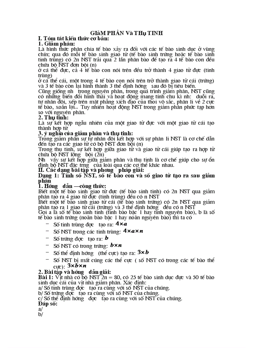 image for page Bài tập giảm phân và thụ tinh