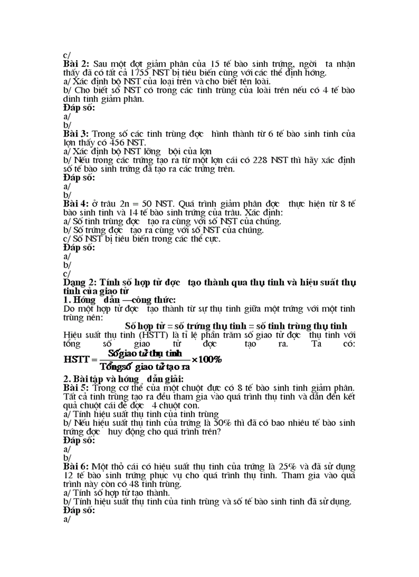 image for page Bài tập giảm phân và thụ tinh