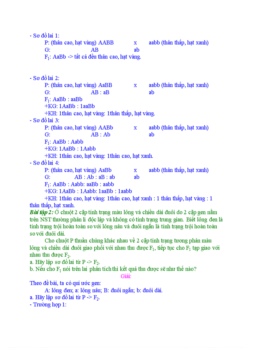 image for page Bài tập về lai 2 cặp tính trạng