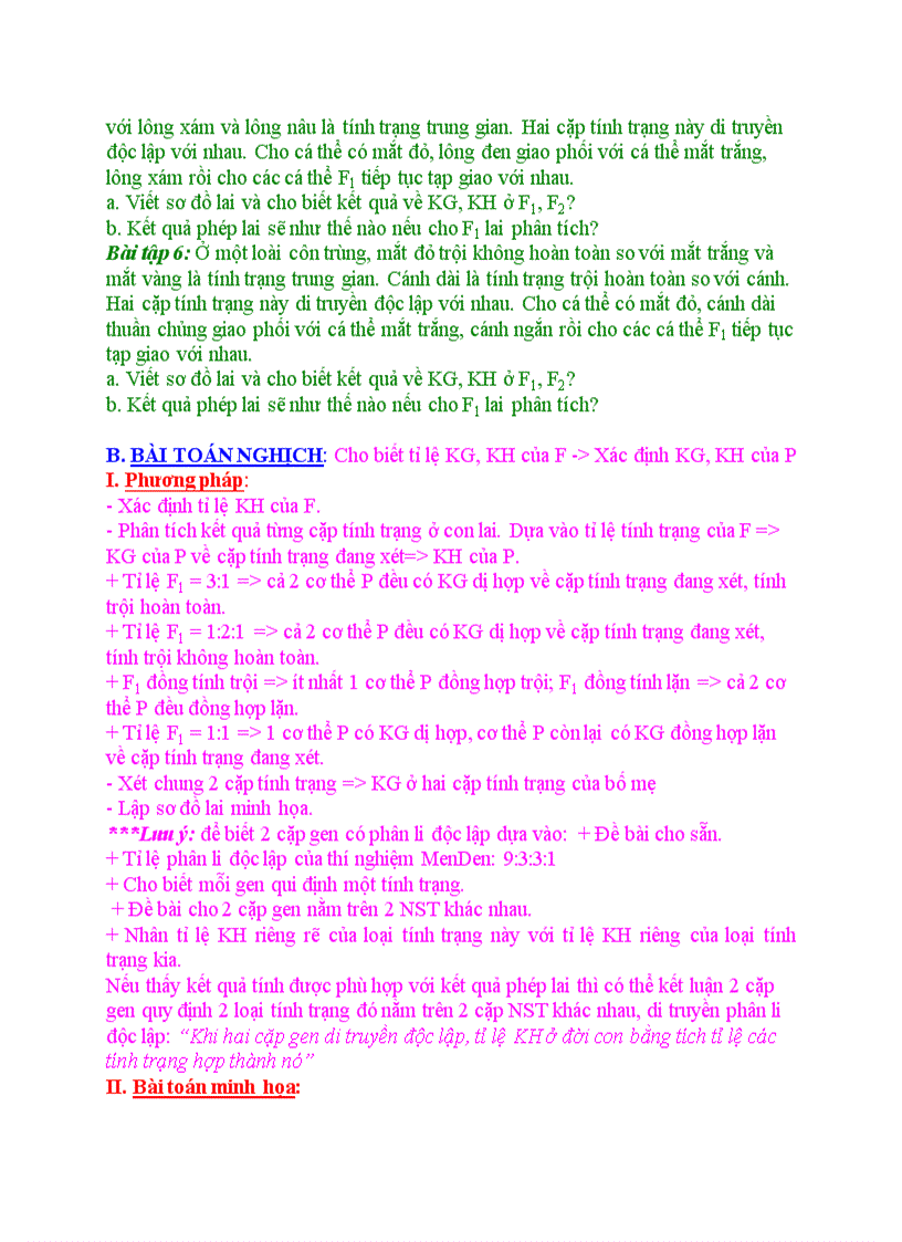 image for page Bài tập về lai 2 cặp tính trạng