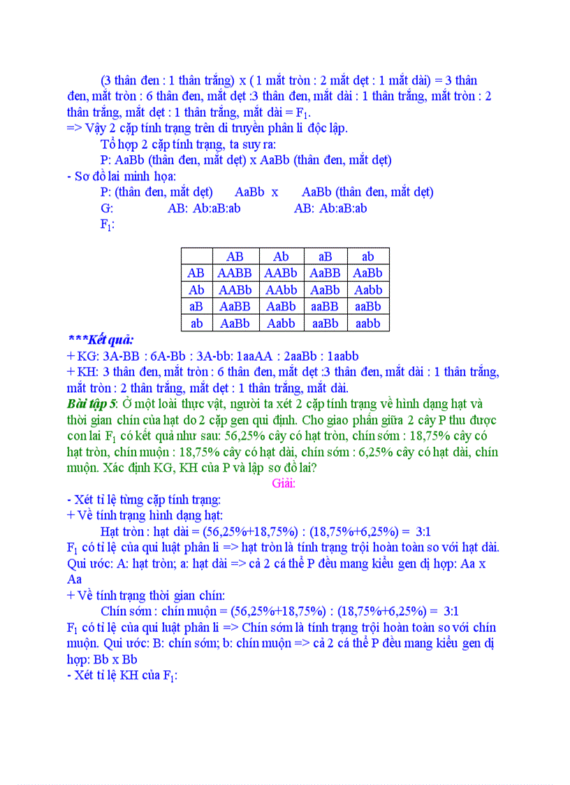 image for page Bài tập về lai 2 cặp tính trạng