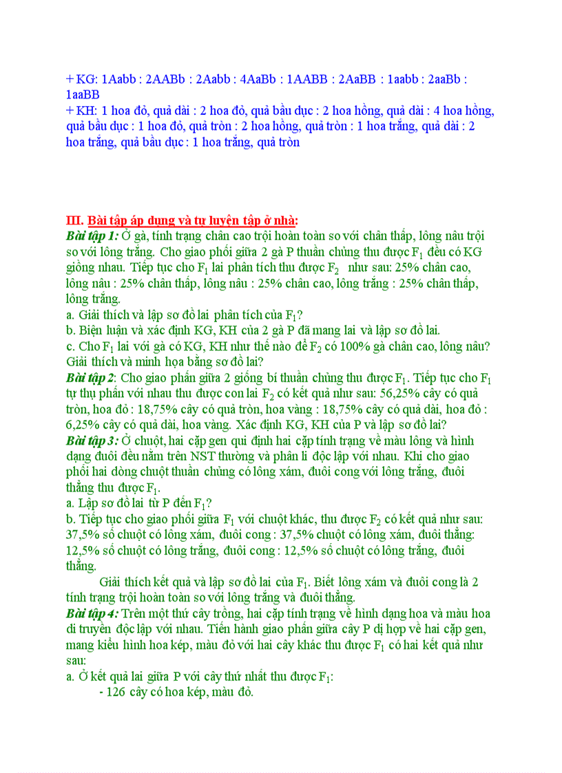 image for page Bài tập về lai 2 cặp tính trạng